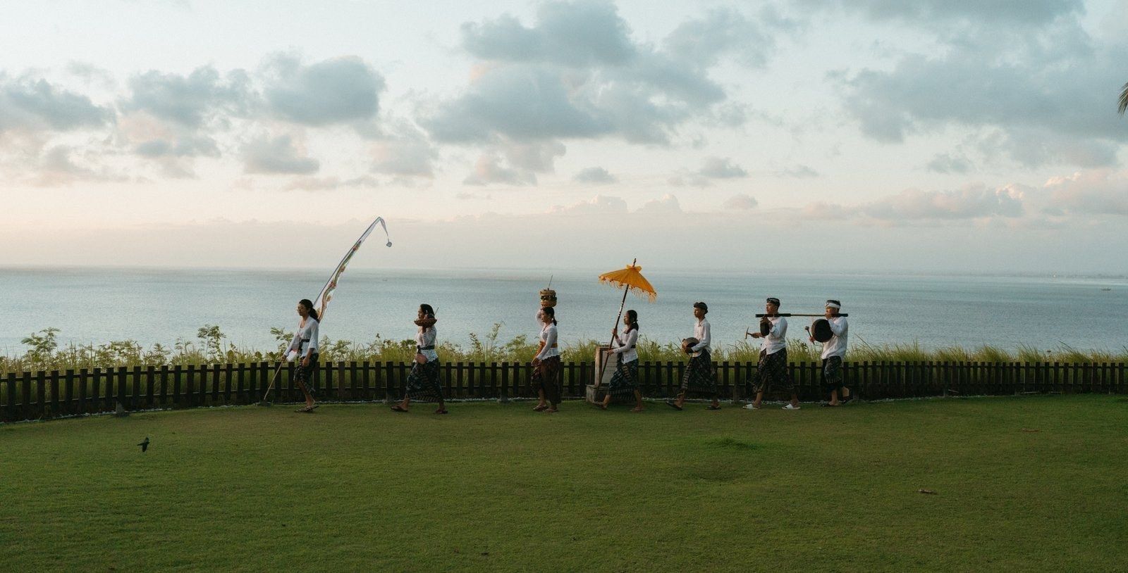 The greens of New Kuta Golf running out toward the sea.